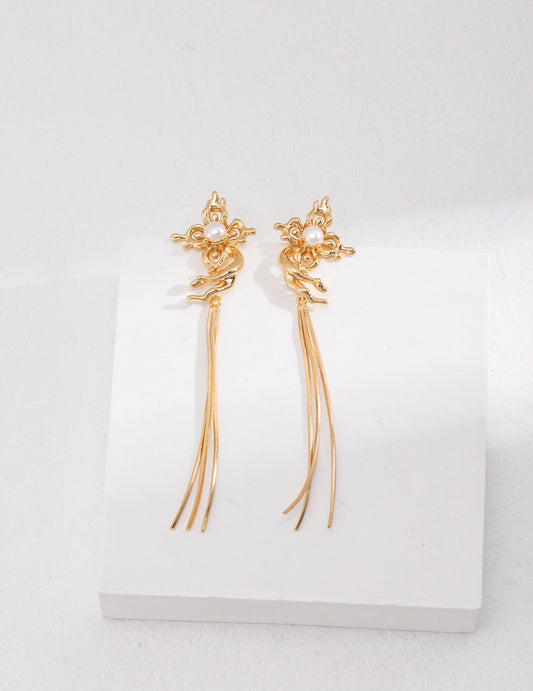 أقراط لؤلؤية متدلية بطراز فينتاج – Pearl Tassel Drop Earrings