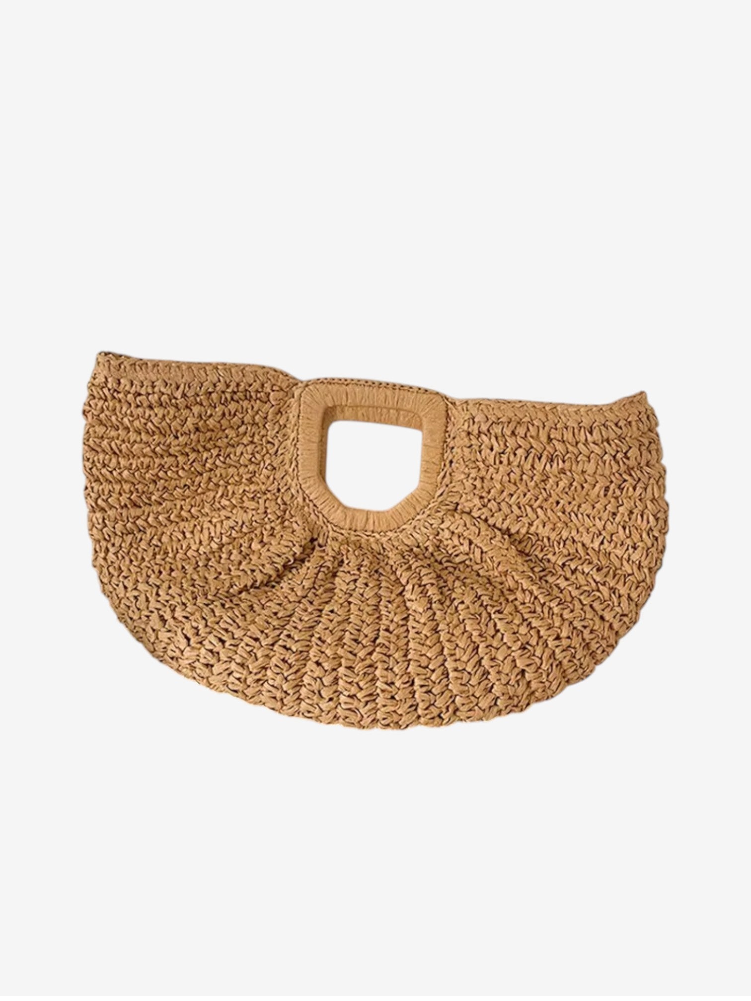 حقيبة قش صيفية نصف دائرية مصنوعة يدويًا